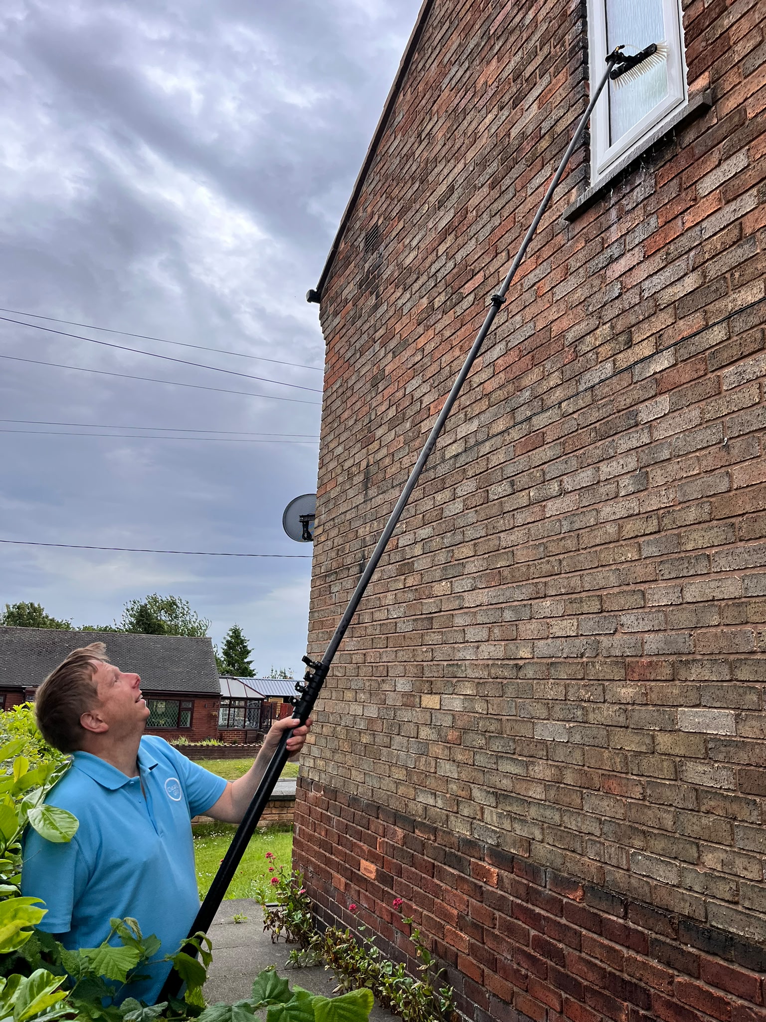 Window cleaner at work